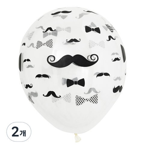 셈퍼텍스 젠더리빌 머스태치앤 보우타이 풍선 30cm x 50p, 투명, 2개