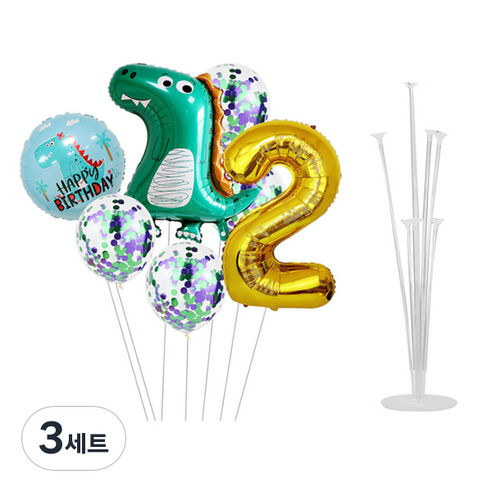 마켓감성 공룡 테마 숫자 풍선세트, 타입3, 3세트