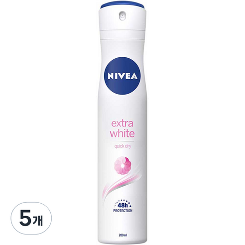 니베아 엑스트라 화이트 데오드란트 스프레이, 200ml, 5개