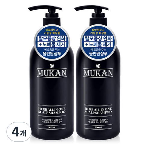 무칸 허브 올인원 두피 샴푸 허브향, 500ml, 4개