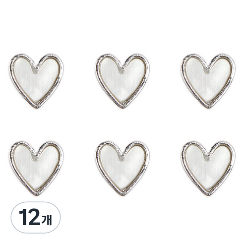 젤로젤로 하트 자개 네일 파츠 JCP-1, 12개, 실버(JCP-16)