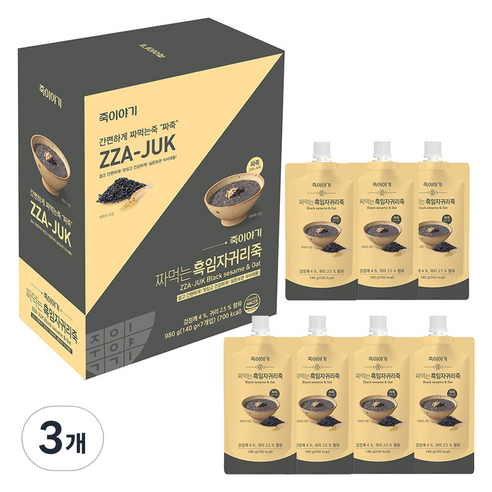 죽이야기 짜먹는 흑임자귀리죽 7p, 980g, 3개