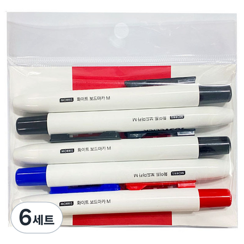 모리스 저스트클릭 보드마카M 블랙 3p + 블루 + 레드 세트, Black, Blue, Red, 6세트