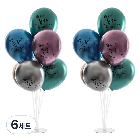 파티쇼 풍선꽂이 장식 세트 70cm, 크롬축하합니다, 6세트