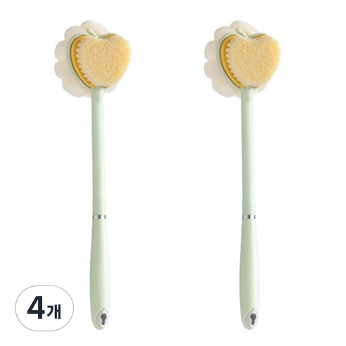 알로데 하트 바디바디 샤워브러쉬, TYPE03 그린(브러쉬), 2개입, 4개