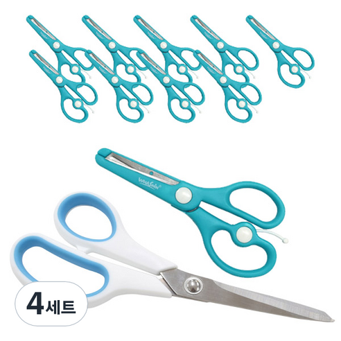 화신 755 스마트 동이뭉이 안전가위 10p + 사무용 투톤가위 대 세트, 랜덤발송(안전가위), 4세트