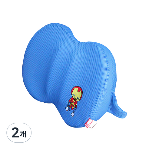 마블 히어로 차량용 등쿠션, 블루(아이언맨), 2개