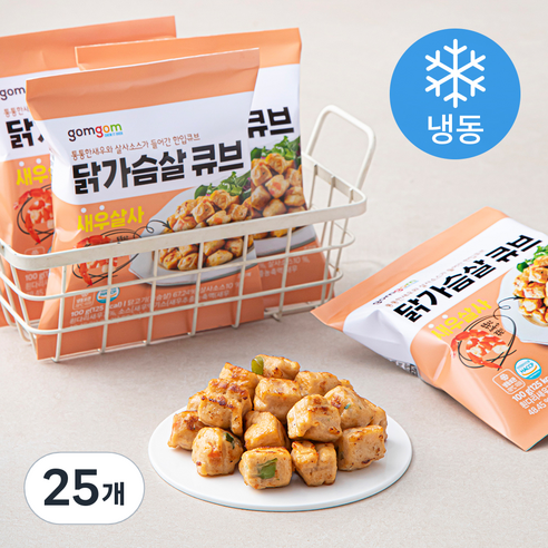 곰곰 닭가슴살 큐브 새우살사 (냉동), 100g, 25개
