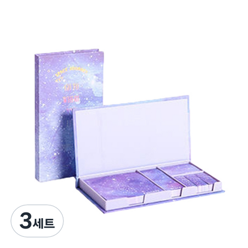 접착메모지 케이스 세트, 별이빛나는하늘소박한생활, 1개입, 3세트