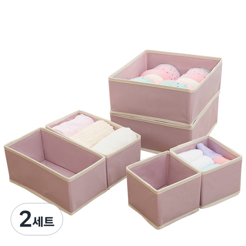 OON 부직포 다용도 정리함 핑크 3종 x 2p 세트, 2세트