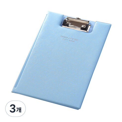 동아피엠에스 가죽 커버 클립보드 31.5 x 22.5 cm, 스카이, 3개