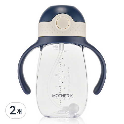 마더케이 허그 추 빨대컵, 300ml, 2개, 네이비