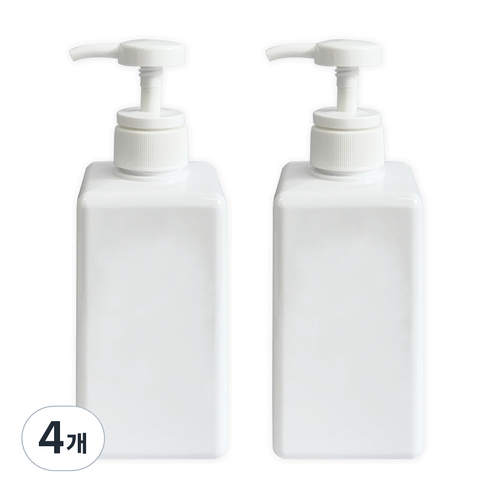 뉴앤룩 사각 리필용기 디스펜서 일반형 450ml, 02 화이트, 4개