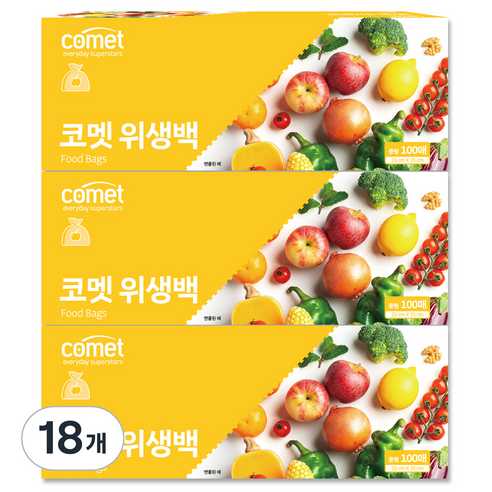 코멧 위생백 중 25 x 35 cm, 중(M), 100개입, 18개