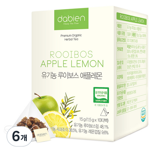 다비앙 유기농 루이보스 애플레몬 티, 1.5g, 10개입, 6개