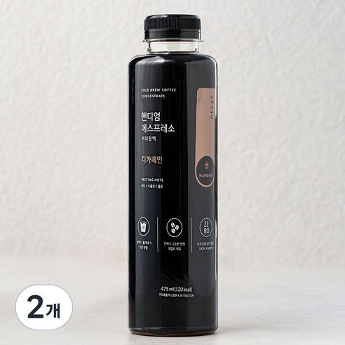 핸디엄 에스프레소 커피원액 디카페인, 2개, 475ml