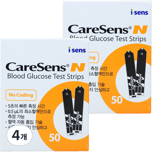케어센스 N 개인용혈당검사지 CareSens N Blood Glucose Test Strip, 50개입, 4개