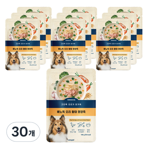 베노독 전연령 강아지 영양죽 습식사료, 오리, 100g, 30개