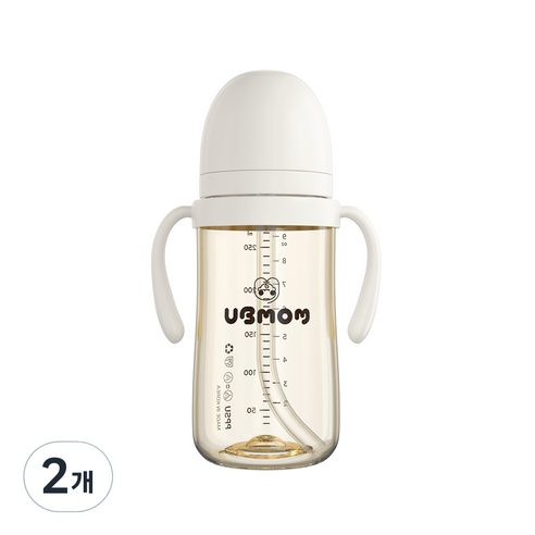 유비맘 시그니처 빨대컵 280ml, 2개, 구름