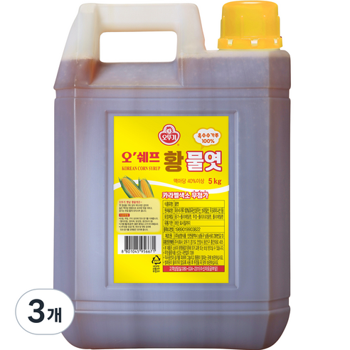 오뚜기 오쉐프 황물엿, 5kg, 3개
