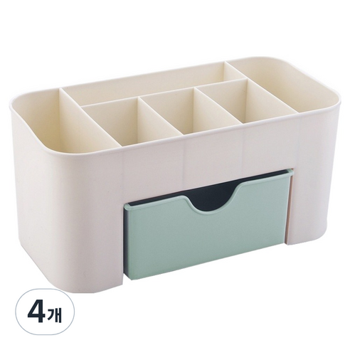 덴빌리어 다용도 책상정리 수납함 19 x 9.5 x 10 cm, 그린, 4개