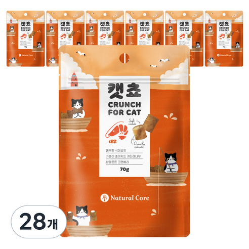 네츄럴코어 캣쵸 고양이 간식, 새우, 70g, 28개