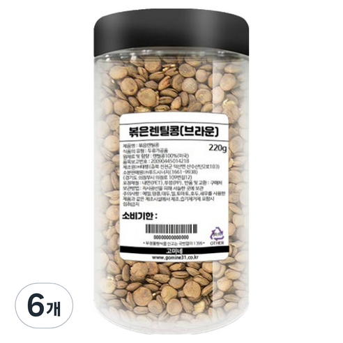 고미네 브라운 볶은 렌틸콩, 220g, 6개