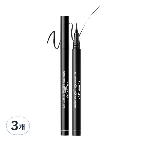 맥퀸뉴욕 워터프루프 펜 아이라이너 0.6g, 딥블랙, 3개