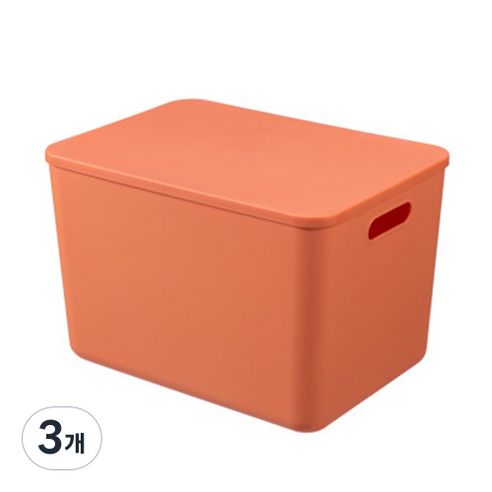 더플로우 마카롱 플라스틱 보관 수납함, 오렌지, 3개