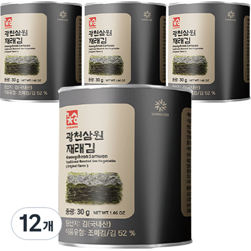 광천삼원푸드 재래김 캔김, 30g, 12개