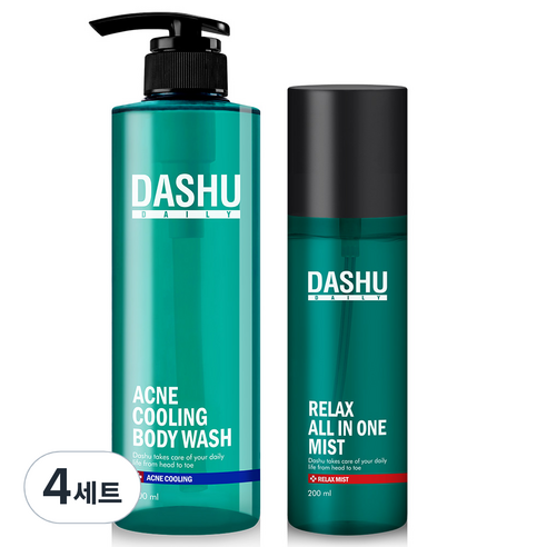 다슈 데일리 아크네 쿨링 등드름 바디워시 500ml + 데일리 릴렉스 올인원 바디미스트 200ml 세트, 4세트