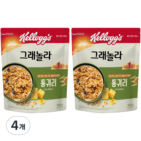 켈로그 통귀리 그래놀라, 500g, 4개