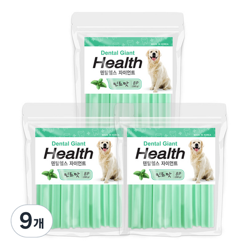 덴탈헬스 자이언트 애견 치석제거용껌, 민트맛, 260g, 9개