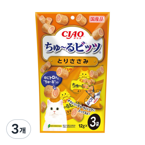 챠오츄르 비츠 고양이 간식, 닭가슴살, 36g, 3개