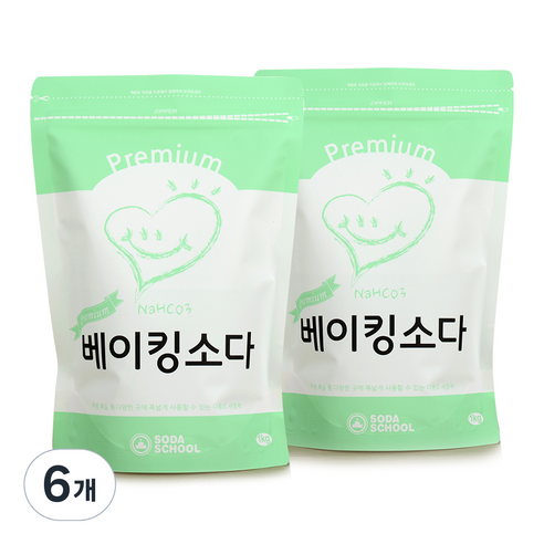 소다스쿨 프리미엄 베이킹소다, 1kg, 6개