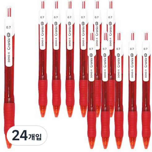 동아 크로닉스 DX 볼펜 0.7mm, 레드, 24개입