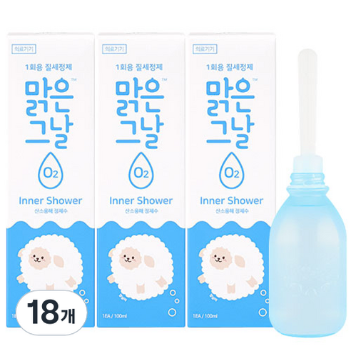 맑은그날 산소함유 여성청결제 질세정기, 100ml, 18개