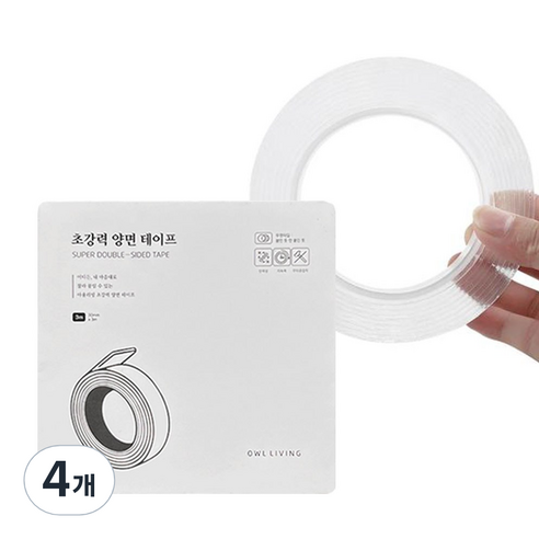 아울리빙 초강력 실리콘 투명 양면 테이프 300cm, 4개