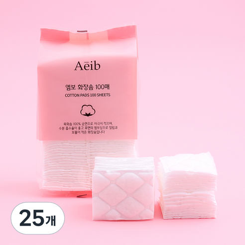 엠보 순면 화장솜, 100개입, 25개