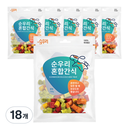 순우리 강아지 소프트 혼합 큐브 간식 100g, 닭고기, 18개
