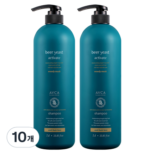 아브카 맥주효모 두피케어 탈모증상완화 샴푸 우디머스크, 1000ml, 10개
