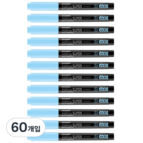 모나미 에딩슈퍼 600 파스텔 형광펜, 파스텔 블루, 60개입