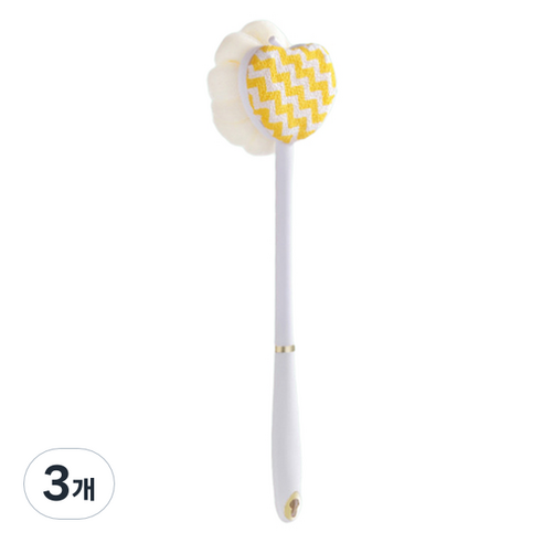 째째마켓 양면 긴손잡이 목욕브러쉬 샤워볼 + 때밀이 HDT-1, 화이트, 3개, 1개입