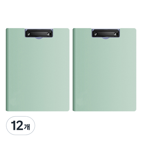 동아피엠에스 심플 커버 클립보드 A4 31.5 x 24 cm, 라이트그린, 12개