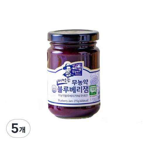 엉클베리하우스 떠먹는 블루베리잼, 215g, 5개