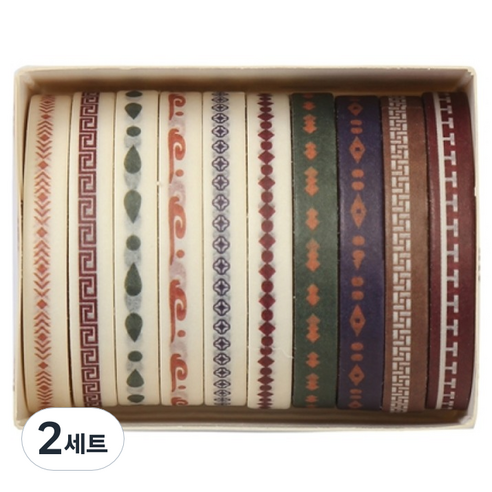 셀링뉴 아트스핀 울타리 다꾸 마스킹 종이 테이프 10종 세트 5mm x 2m, 레트로, 2세트
