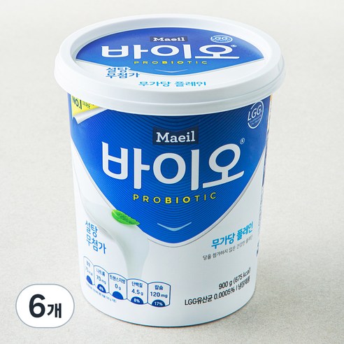 매일바이오 무가당 플레인, 900g, 6개