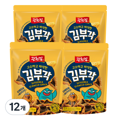 광천김 고소하고 바삭한 김부각 체다치즈맛, 12개, 50g