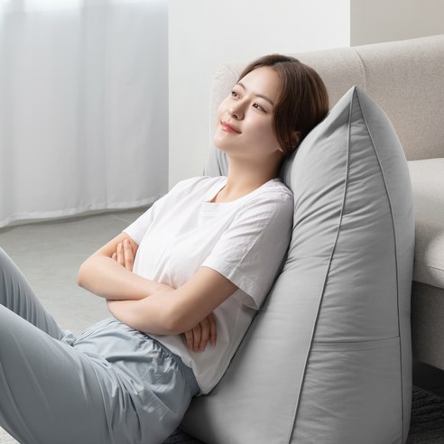 프랑떼 허리편한 폭신 방수 침대 삼각 등받이 등쿠션, 그레이