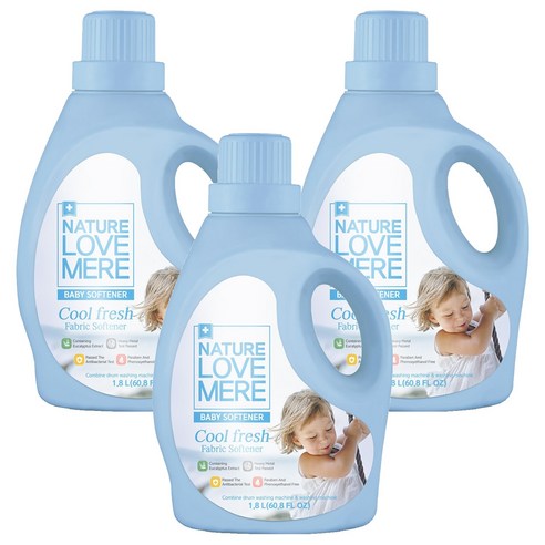 네이쳐러브메레 유아 쿨프레쉬 섬유유연제 코튼향 본품, 1800ml, 3개